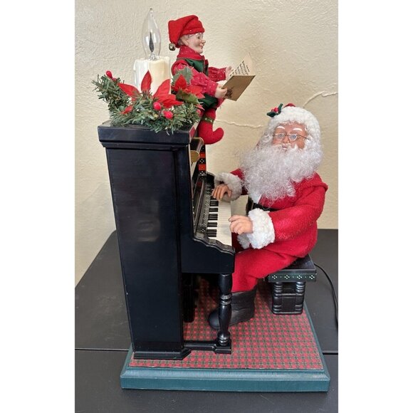 Vtg Motionette Christmas Santa And Elf Playing Piano Works Animated C Video Read - Picture 4 of 11